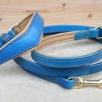 COLLIER LAISSE PETIT CHIEN WESTIE CUIR BLEU _2