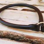 COLLIER CHIEN CUIR COUSU ROND ETRANGLEUR acajou profond